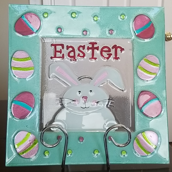 Other - Hand Painted Glass Easter Bunny Plate